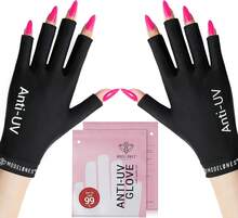 Modelones Guantes UV sin Dedos con Tejido UPF para Manicura de Gel y Lámparas de U?as - gris claro púrpura - Ver 1