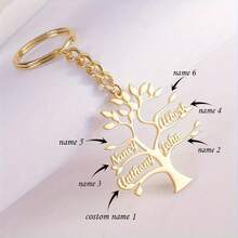 Portachiavi personalizzato Albero della Vita - Acciaio inossidabile, nomi personalizzati da 1 a 6, regalo perfetto per mamma, sorella, nonna - Gioielli alla moda per donna, regali personalizzati, regalo per anniversario, regalo di Natale, oro, elegante, colorato, vintage, unisex, hipster, semplice, casual, personalizzato, unico, organizer da viaggio - Multicolore - Visualizzare 1