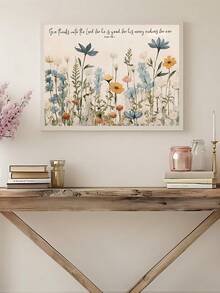 1pc Christian Scripture Wall Art, Psalm 136:1 Bible Verse Wildflower Rustic Religious Poster, Suitable For Bedroom,Living Room,Kitchen,Wall Arts,Wall Decor,Home Decor,Room Decor, Canvas Wall Art, Posters, Wall Art With Frame, Optional Frame ﻿ ﻿ - Multicolor - View 6