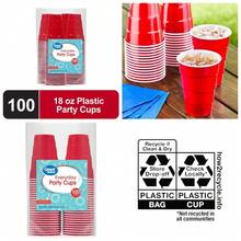 Disposable Plastic Party Cups Red 18 Ounce Bulk Pack Of 100 - 1 - View 1