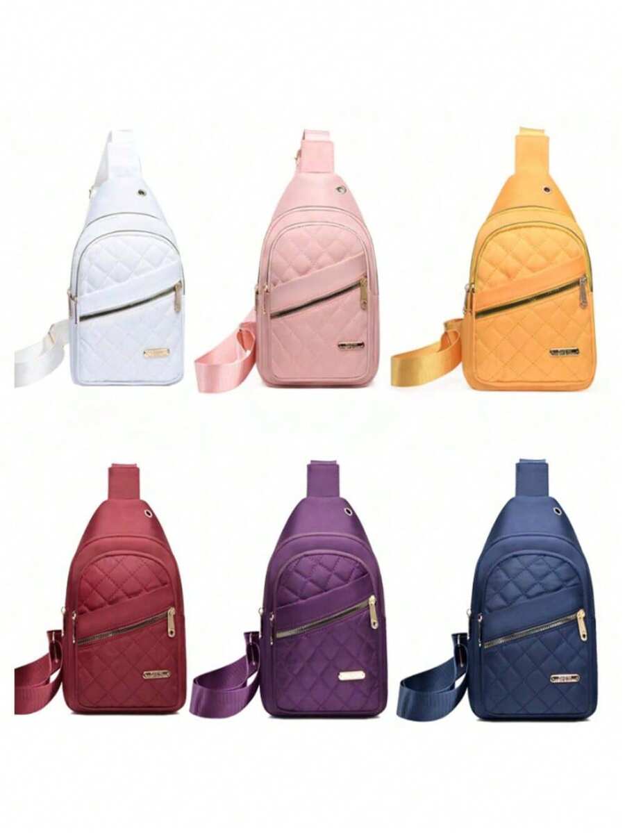 新款尼龙女士胸包，时尚菱形单肩斜挎包，大容量骑行胸包，手机袋