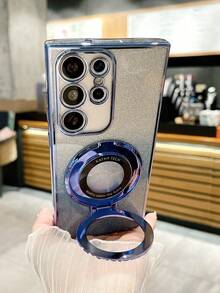 适用于三星S10/S20/S21/S22/S23/S24/S25的多功能手机壳（带支架），全新电镀包边防摔设计，附赠心形DIY贴纸、闪光卡套和电镀闪光隐藏式支架，也适用于Galaxy A55 5G、A35/A15/S24U等三星设备。生日和节日送礼佳品。 - 藍色 - 查看 3