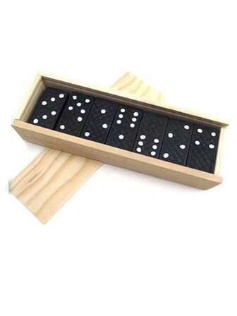A Black Domino Set Of 28 Density Board Pine Dominoes Puzzle Game Board Cards
