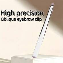 1支不锈钢眉镊，高精度脱毛钳，适用于拔除眉毛、细小毛发，斜口眉镊，脱毛工具 - 銀色 - 查看 4