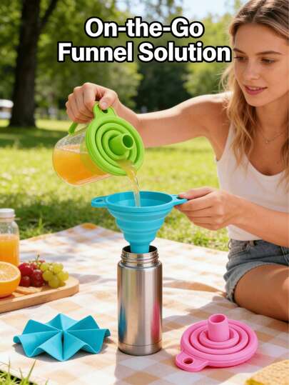 1 Foldable Silicone Bottle Cap - Kitchenware, Convenient For Liquid Transfer. Random Color Foldable Cap, Convenient To Carry, Can Be Used For Kitchen Bottles, Portable Non-Charge Level Household