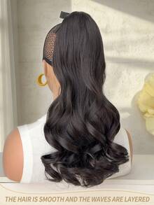 棕色20英寸耐热硬质合成假发，卷发夹式马尾辫接发，适合女性在圣诞节和万圣节日常佩戴