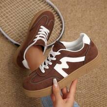 Retro Fashion Women Thick Sole Casual New Leopard Print Flat Sneakers - Brown - View 5