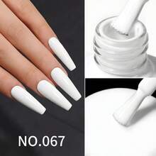 Glossy White Gel Polish, Long Lasting Soak Off UV Nail Glue, 0.26fl.Oz Professional Opaque White Lacquer For Salon & Home Use - 白色 - 查看 4