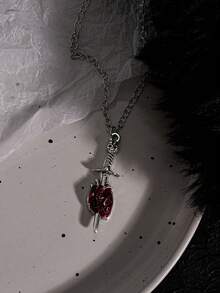 5pcs Punk Gothic Necklace Set, Including Red Spider Pendant, Cross Pendant, Skull Pendant, Layerable & Adjustable Necklaces, Suitable For Women, Valentine's Day/Party/Holiday Gift - Main Image 5-piece Set - View 9