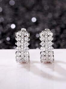 1 Pair Elegant Cubic Zirconia Earrings, Suitable For Women, Suitable For Weddings, Engagements, Anniversaries, Parties, Valentine's Day And Other Occasions