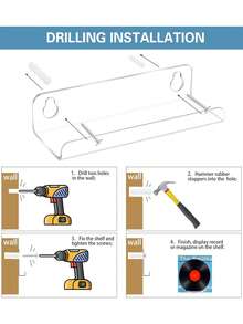 4/8pcs Acrylic Vinyl Record Display Stand, Wall Mount Album Artwork Record CD Floating Shelf Rack Room Decor - Transparent - View 7