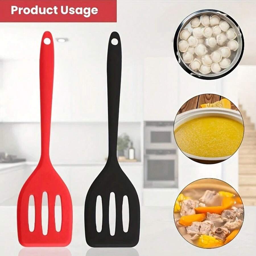 Random Color Mini/Small Silicone Slotted Spatula, Heat Resistant Non-Stick Kitchen Cooking Steak/Pancake Flip Spatula - Multicolor - View 1