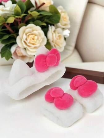 Sött rosa rosettkatt minimalistiskt pannband, vattentätt och fukttätt, mångsidigt hårtillbehör för kvinnor