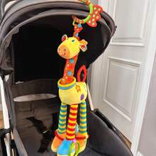 1pc Giraffe Plush Rattle Toy With Teething Ring & Bell, Soft Grip For Baby/Toddler 3+ Months, Gift