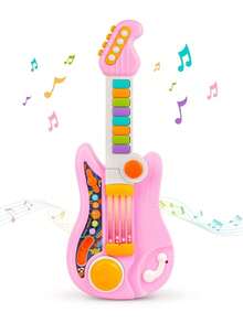 2-In-1 Children's Electric Guitar Toy, Foldable, Guitar & Piano Dual-Use, Suitable For Beginners, Early Education Toy, Children's Gift/Christmas Gift - Pink - View 3
