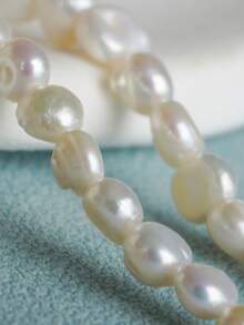 1 Strand 0.4-0.5cm/0.16-0.2inch Asymmetrical Double-Sided Baroque Cultured Freshwater Pearls In White, Orange, Purple, Black, 20cm/7.87inch Pearl Strand, For DIY Handcraft Bracelet, Necklace, Jewelry Making - Multicolor - View 5