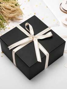 8件/1件 - 黑色附蓋禮品盒，伴娘/伴郎聖誕婚禮畢業節日生日禮物包裝紙板手工小禮盒 - 婚禮伴郎求婚禮盒，聖誕節，畢業，節日 - 黑色 - 查看 1