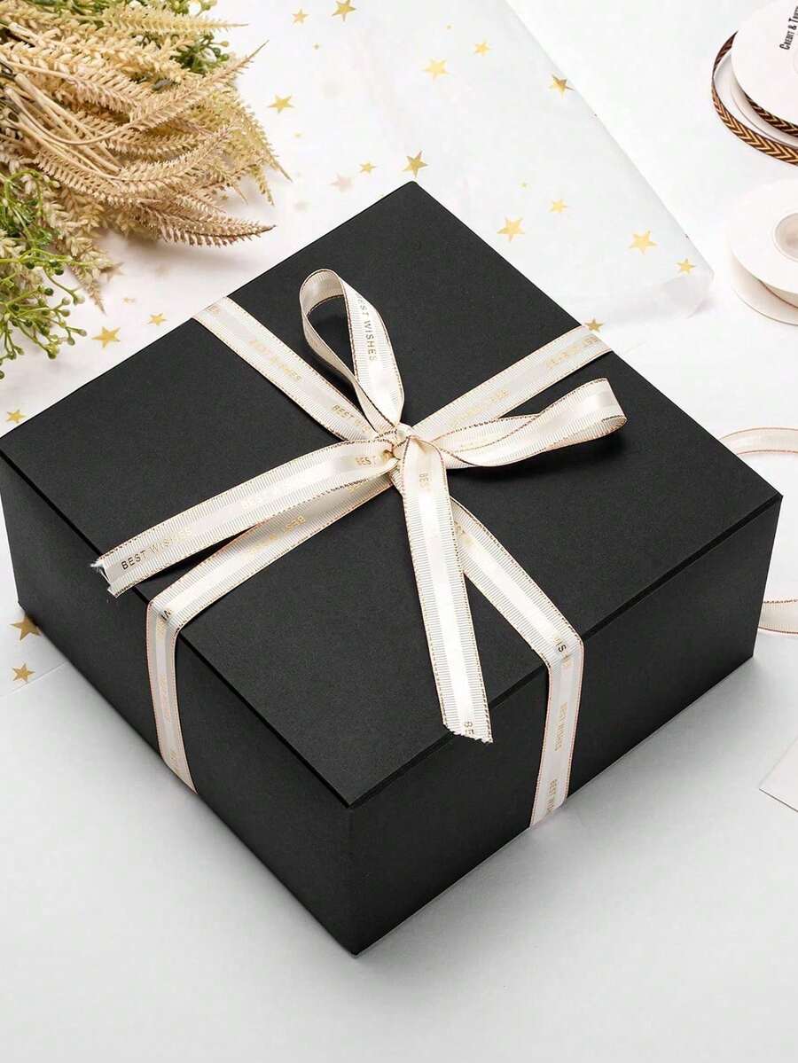 8件/1件 - 黑色附蓋禮品盒,伴娘/伴郎聖誕婚禮畢業節日生日禮物包裝紙板手工小禮盒 - 婚禮伴郎求婚禮盒,聖誕節,畢業,節日 - 黑色 - 查看 1