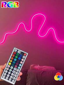 TYUTE 1PC Neon Light Flexible RGB LED Neon Light Strips, Equipped With A Remote Control For Intelligent Control Of The Light Mode, USB Interface For Convenient And Fast Power Supply, Available In Lengths Ranging From 3.28ft To 16.4ft, Multi-Color Lights Suitable For Christmas Atmosphere Decoration, Suitable For Valentine's Day Neon Light Strips In The Living Room - Multi-color light - View 5