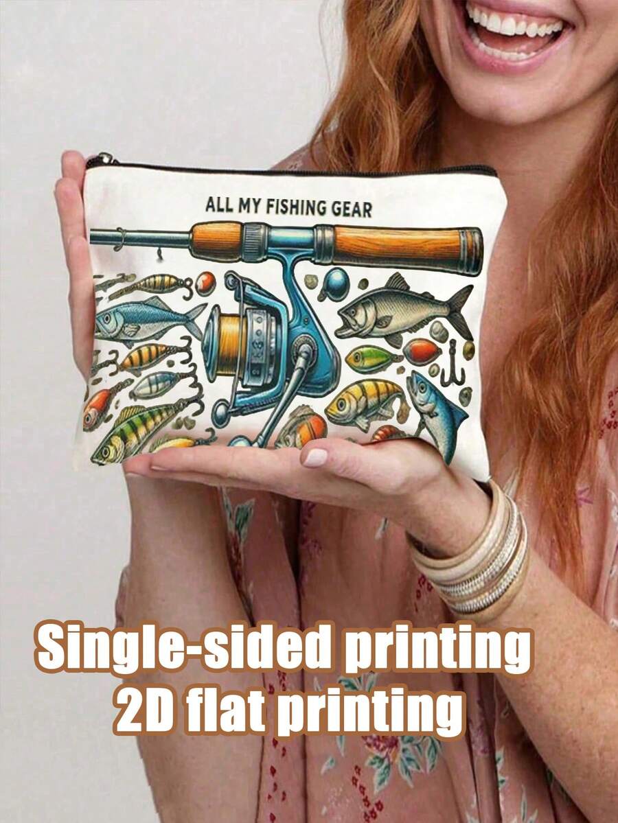 1 pieza Bolsa de cosméticos con cremallera de moda, Juego de exhibición de aparejos de pesca, Bolsa de aseo de viaje ligera, Adecuada para viajes y uso diario - Bolsa de almacenamiento multifuncional para guardar artículos de papelería, medicamentos y accesorios - Opción de regalo ideal o recuerdo de fiesta. Bolsa de maquillaje, Bolsa de maquillaje, Bolsa de maquillaje, Bolsa de lavado, Artículos esenciales de viaje, Artículos esenciales de crucero, Artículos esenciales de vacaciones para hombres y mujeres, Contenedores de viaje, Artículos esenciales de vacaciones, Regalos para mujeres - Multicolor - Ver 1