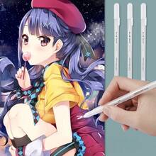 1pc/6pcs White Highlighter Gel Pen, Sketch Pen, Colored Pen, Art Ink Pen/Black Paper, Painting Design Illustration Art Supplies, Suitable For Meeting And Party Sign-In, DIY Painting And Student Stationery - White - View 7