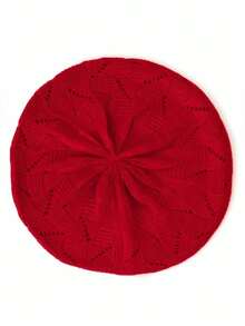 1/2pcs Women Knitted Casual Everyday Beret Hat, Solid Color Fashion Versatile Cap,Summer,Beach - Multicolor - View 5