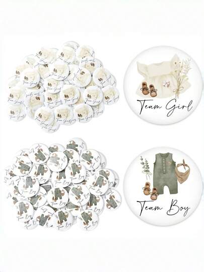 2/10/20/30枚装婴儿性别揭晓胸针，男孩/女孩队徽，可爱金属胸针，适合作为婴儿派对礼物、游戏、派对装饰、性别揭晓派对用品，1.5英寸