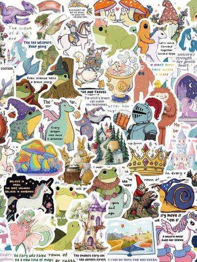 50PCS Fairy Tale Inspirational Aesthetic Sticker Cool Decoration Suitcase Phone Helmet Phone Laptop Stationery Cute Decals