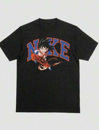 1 pieza de anime - camiseta corta T GOKU AIR, camiseta vintage de rap, estilo hip hop, mercancía de anime, ropa de calle, camiseta con patrón gráfico de Dragonball nostálgico, ajuste cómodo, material ligero, camiseta unisex, camiseta de anime, entusiasta de la ropa de calle, talla grande