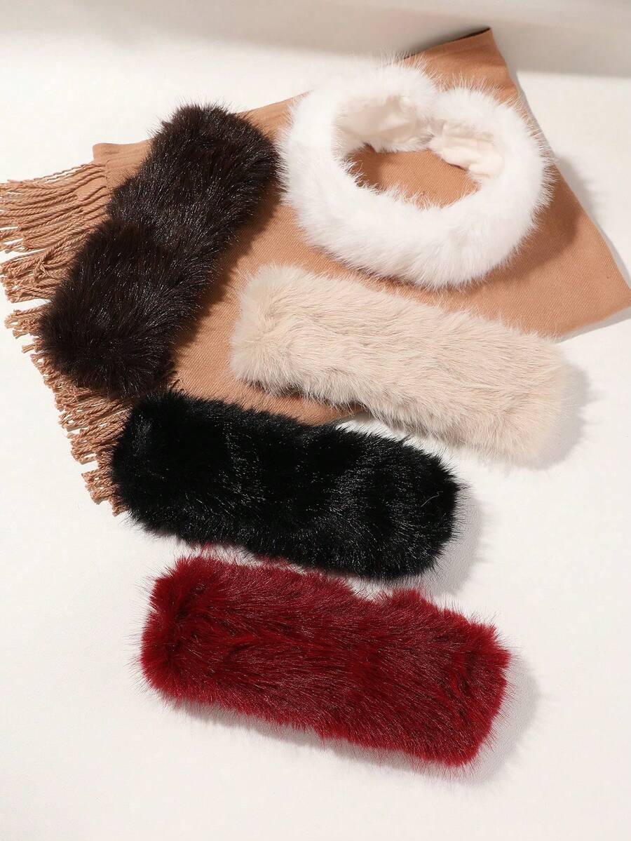 1pc New Autumn/Winter Plush Wide Headband For Women, Soft & Versatile, Face-Framing, Warm Hair Accessory Women Hair Bands - Multicolor - View 1