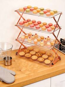 4-Tier Collapsible Cooling Rack - Expandable For Baking, Foldable For Space Saving, Metal Wire Rack For Baking, Cookies, Cakes, Roasting, Grilling, Drying Foods - Multicolor - View 9