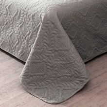 3pcs Modern Polyester Embossed Bedspread Set, [2 Pillow Shams, No Pillow Insert], Stain Resistant, Suitable For Living Room, Bedroom, Hotel - Grey - View 5