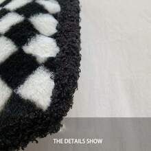 格子毛绒单肩包，时尚手提包，编织棋盘格腋下斜挎包，女士秋冬款 - 彩色 - 查看 12