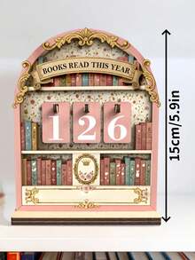 2D Retro Reading Tracker, Annual Book Counter Decor - Can Track Up To 999 Books Per Year. Comes With A Base, Self-Assembly Required. Suitable For Office Books, Modern Books, Sturdy Structure, Bookshelf Decor, Gifts For Book Lovers, Book Display And Storage, Bookshelf Counter Display, And Reading Challenge Gifts. Ideal For Readers, Teachers, Writers, And All Book Enthusiasts. Room Decor Home Decor Ornaments Home Miniature Things - Multicolor - View 5