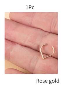 1件装不锈钢假鼻环，心形鼻夹，无需穿孔，摇滚/嘻哈风格男女通用身体饰品