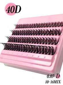 80/140/200 Pcs 40D Soft Curly Lashes, 8-16mm Mixed Length, 4/7/10 Rows, 0.07mm C/D, Waterproof Mink Lashes, Lightweight, 3D Effect, Create Natural To Dramatic Looks, Suitable For Daily Wear Or Special Occasions. Lash Clusters, Individual Lashes, False Eyelashes. - Black - View 11