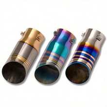 Auspuffendrohr mit 6,5 cm Durchmesser (2,6 Zoll), D-förmiges, schräges, gerades Design aus Edelstahl mit einem Auslass, Heckendverkleidung, hochwertiges universelles Tuningteil für Autos und Motorräder, Zubehör zur optischen Aufwertung des Exterieurs