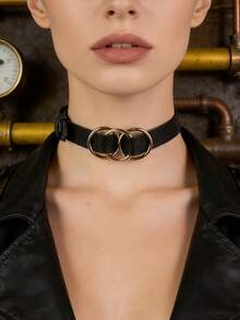 三环PU皮项圈：朋克哥特式项圈 - A - 查看 6