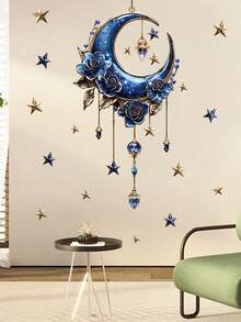 1PC Middle Eastern Holiday Creative Embossed Star And Moon Wall Decorations For Bedrooms And Dining Rooms. Middle Eastern Style, Limited Edition, Self-Adhesive, Residue-Free, Easy To Remove, A Great Item For Transforming Small Apartment Walls With A Sophisticated Look. - Multicolor - View 3