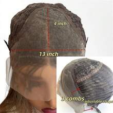 Farbverlauf eisweiß-goldene synthetische High Definition Lace Front Perücke, kurzer Bob-Stil mit natürlicher, vorgezupfter Haaransatzlinie, inklusive Baby-Haar, Farbverlauf braun-goldene Farbe - Verschiedenfarbig - Übersicht 10