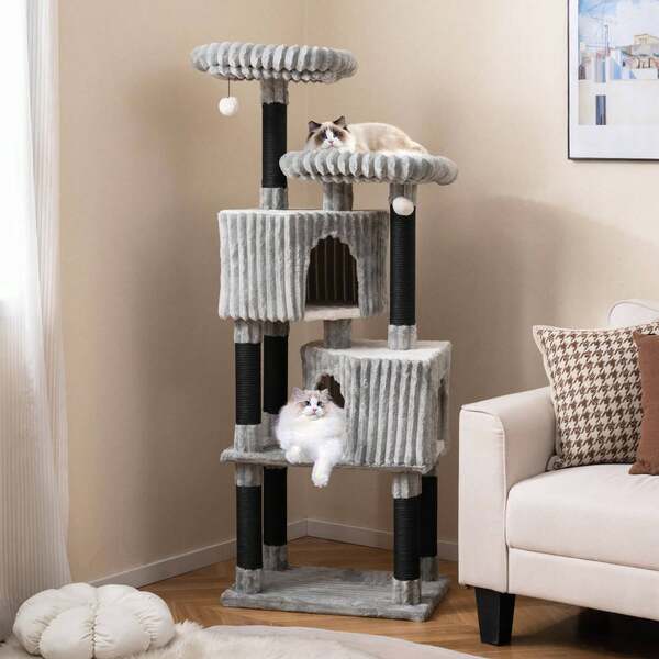 Lifezeal Large Multi-Level Cat Tree With 2 Condos, 2 Perch Beds, Scratching Posts, Balls