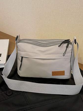 1pc Fashionable Casual Unisex Nylon Multi-Layer Crossbody Bag, Adjustable Strap, Waterproof Zipper One Shoulder Sling Bag. With Multiple Pockets, Solid Color, Polyester Lining, Suitable For Shopping, Wallet, College Students, Newlyweds, Office Workers. Ideal For Office, University, Work, Business Commute, Outdoor Activities, Travel And Hiking.