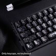 119 Keys Carbon Fiber Texture Keycaps, PC Molded Side-Printed Non-Slip Personalized Keycaps, Highly Attractive - Black - View 1