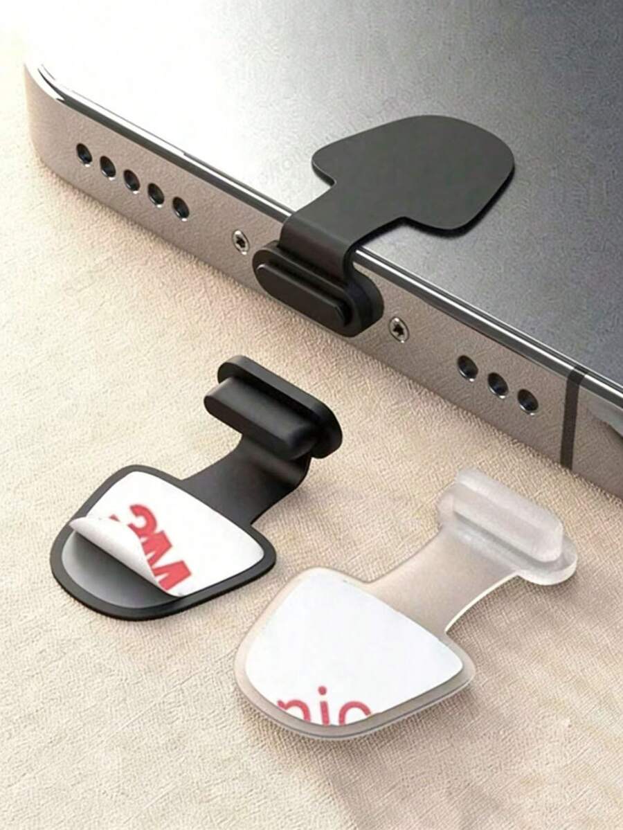 2 Pieces Black Silicone Dust Plug For Android Type-C Phones, Dust Cover For Port And Plug Protection. - Multicolor - View 1