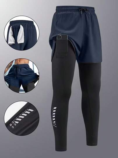 Quần thể thao chạy bộ ngoài trời dành cho nam, có túi bên hông, bao gồm quần short và quần dài.
