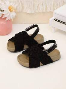 1 Pair Children's Casual Versatile Soft-Sole Comfortable Sandals, Toddler Prewalker Beach Shoes - Black - View 2