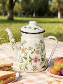 1pc Vintage Enamel Coated Wooden Handle Coffee Pot, Handmade Gooseneck Kettle, Household Tea Pot, Cold Water Pot, Oil Pot, Teapot, Milk Tea Pot, Handmade Coffee Pot, Enamel Coated Water Pot, Heat-Resistant Japanese Style Enamel Tea Pot, Enamel Coffee Pot, Thickened Enamel Oil Pot, Retro Restaurant Tea/Water Pot - Enamel Kettle With Wooden Handle - View 14