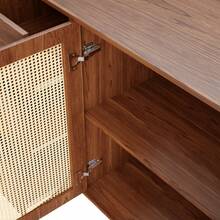 Sideboard, Rattan Sideboard, Storage Cabinet With Drawer, Freestanding Wooden Cabinet, Kitchen, Home, Living Room, Brown, 160 X 40 X 90 Cm - Natural Color - View 11