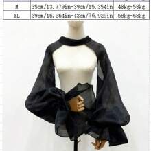 1 件白色欧根纱夸张新娘披肩带袖装饰，婚纱配饰