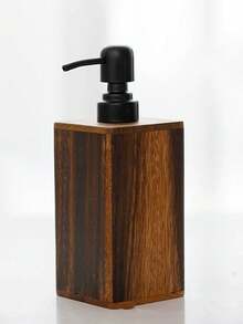 7oz/17oz Refillable Vintage Wooden Soap Dispenser, Solid Wood Frame With Black Pump, For Liquid Hand Soap, Lotion, Dish Soap In Bathroom & Kitchen